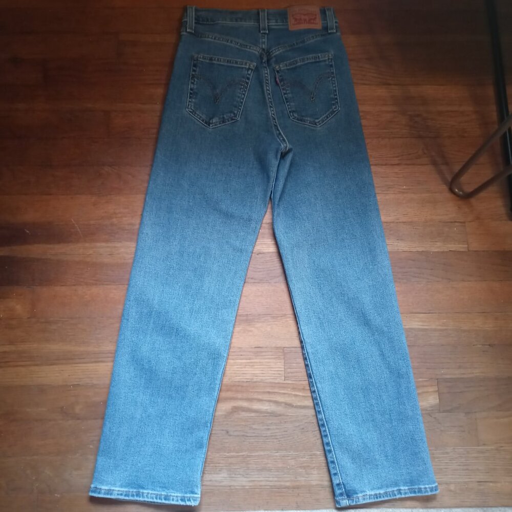 LEVI'S ribcage straight ankle jeans in summer slide (sz25) - Picture 4 of 14